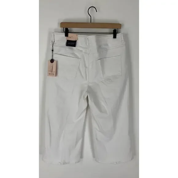 NYDJ Cool Embrace Wide Leg Denim Crop Jeans Optic White Womens Plus Size 14 New